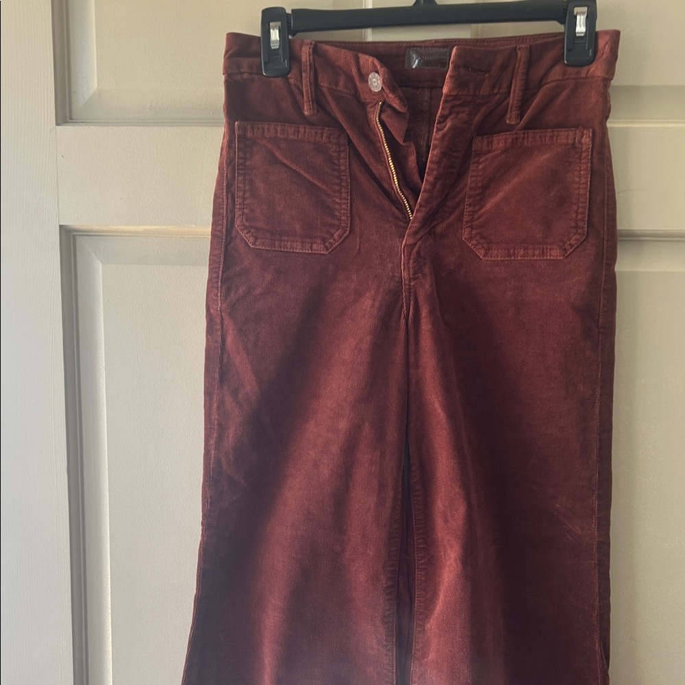 MOTHER Wide Leg Corduroy Pants in Deep Rust